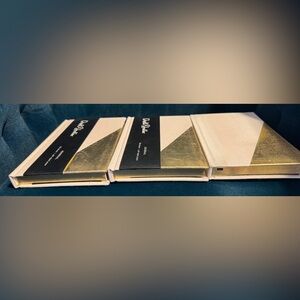 Dwell Studio Gold Leaf Gilt Edge Dot Grid Gold Light Pink Set of 3 Journals NEW